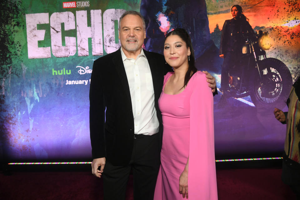 Vincent D'Onofrio and Alaqua Cox at Regency Village Theatre in Los Angeles