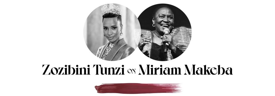 <h1 class="title">Zozibini Tunzi on Miriam Makeba.jpg</h1><cite class="credit">Zozibini: Roy Rochlin/Getty Images<br> Miriam: Gallo Images/Getty Images</cite>