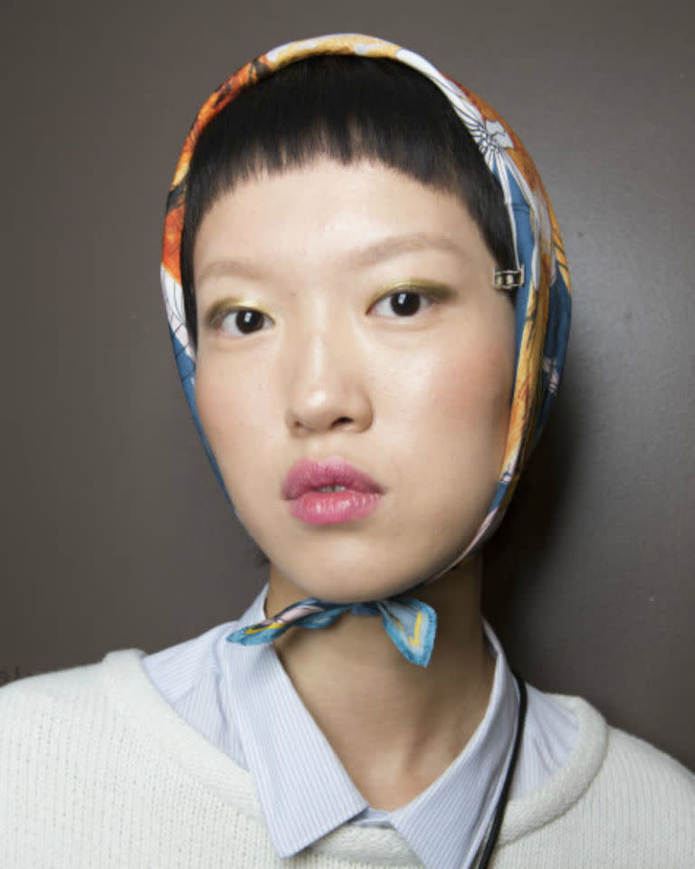 <p>A little granny chic, a whole lot riviera cool, head scarves are back. Working their way down the runway at Derek Lam and Marc Jacobs, nab your aunt's printed silk head scarf to look oh-so SS18.</p><p>'Ideally to be worn with an Italian luxe feel seen at D&G SS18 rather than 40s landmine vibe,' says TRESemmé UK Hair Ambassador Aaron Carlo. 'Wear it tied flat around the head with a low chignon with bounce at the crown and embrace the flyaway texture to keep it young and cool. Antique patterns and textures make it a real feature.<span>'</span><br></p>