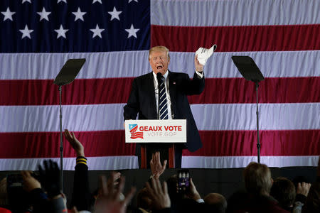 U.S. President-elect Donald Trump speaks during a "Thank You USA" tour rally in Baton Rouge, Louisiana, U.S., December 9, 2016. REUTERS/Mike Segar