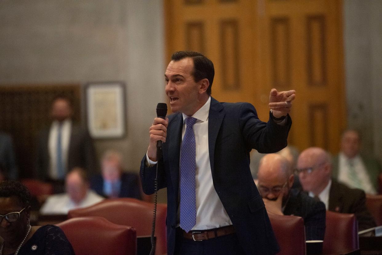 Rep. John Ray Clemmons during a discussion the budget at a House session at Tennessee Capitol in Nashville , Tenn., Thursday, April 18, 2024.