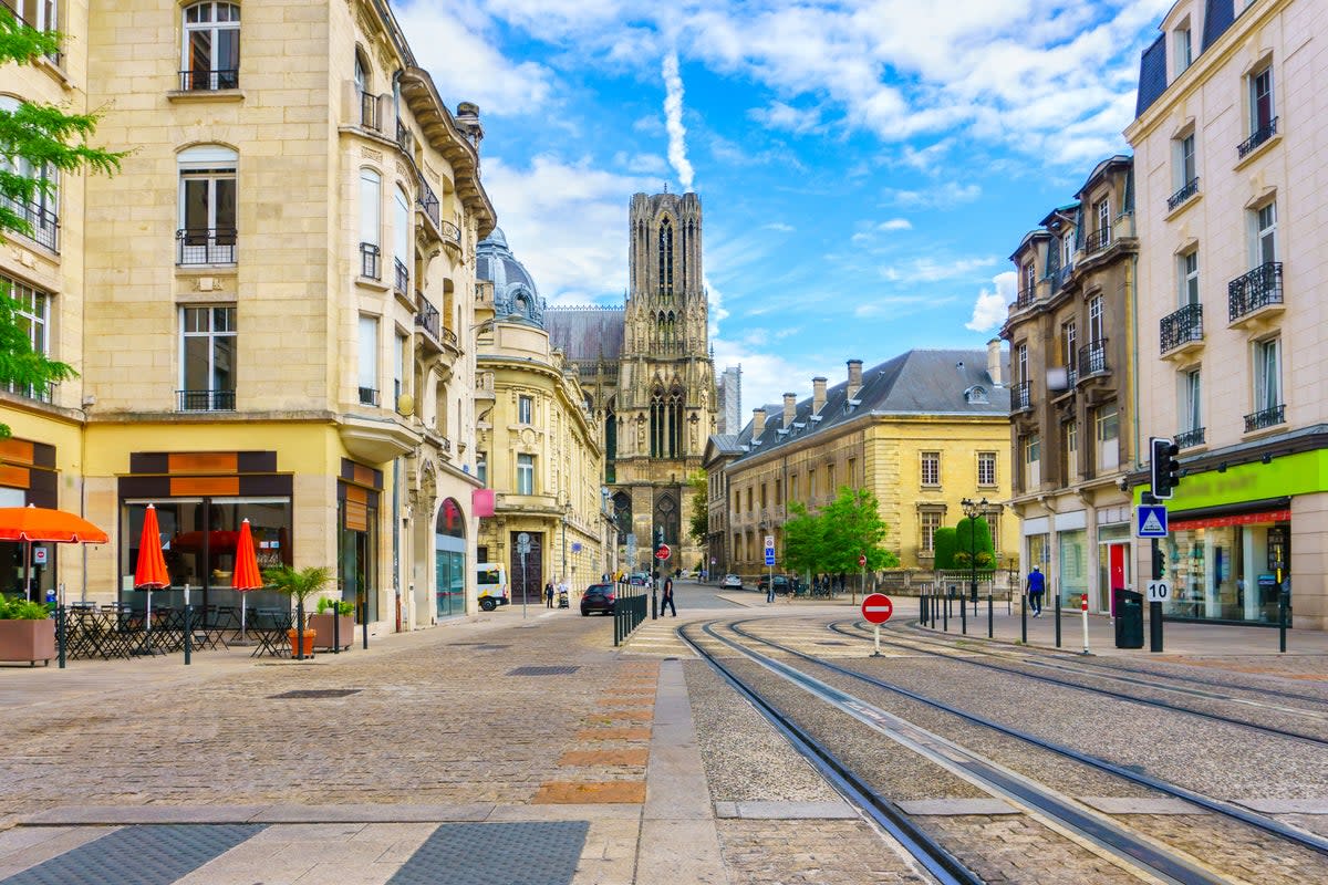 Tramlines through the Reims city centre in northeastern France (Getty Images/iStockphoto)