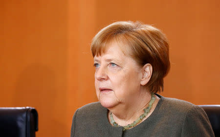 German Chancellor Angela Merkel attends the cabinet meeting in Berlin, Germany, April 17, 2019. REUTERS/Fabrizio Bensch