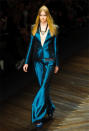 <b>London Fashion Week A/W13: Highlights</b><br><br> Fabulous blue silk suit at the Jean-Pierre Braganza catwalk.<br><br> ©Getty