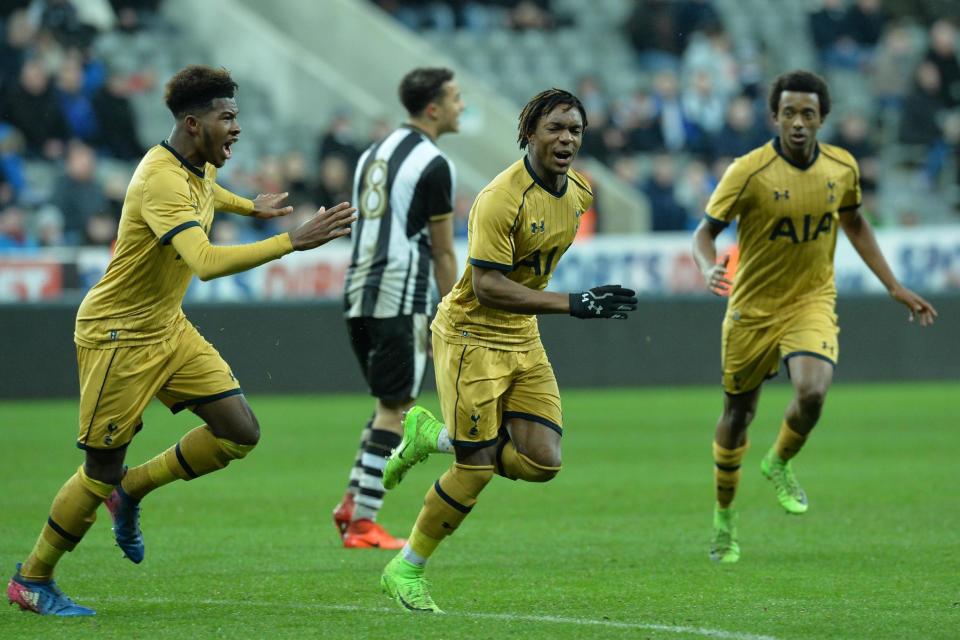 Kazaiah Sterling of Tottenham celebrates: Getty Images