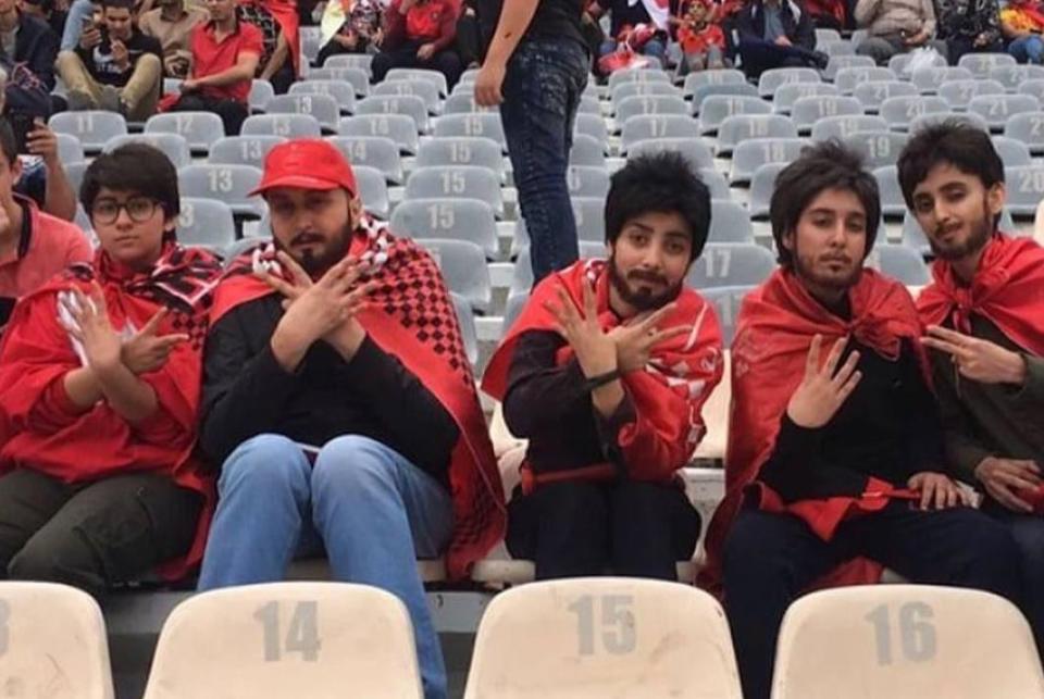 Several Iranian women donned fake beards and wigs to attend a soccer match, since stadiums don’t usually allow women to enter. (Reddit)