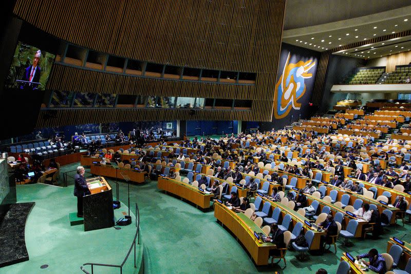 U.N. General Assembly holds high-level meeting on adoption of resolution on Ukraine in New York