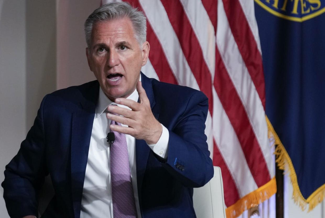 Speaker Kevin McCarthy said the House would vote on a debt ceiling bill 'within weeks.' <a href="https://newsroom.ap.org/detail/c33e956e6b474714aaf9a87409ddb852?ext=true" rel="nofollow noopener" target="_blank" data-ylk="slk:AP Photo/Seth Wenig;elm:context_link;itc:0;sec:content-canvas" class="link ">AP Photo/Seth Wenig</a>