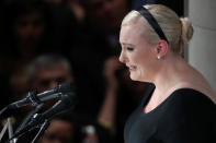 <p>Daughter Meghan McCain speaks at the memorial service of U.S. Senator John McCain (R-AZ) at National Cathedral in Washington, Sept. 1, 2018. (Photo: Chris Wattie/Reuters) </p>