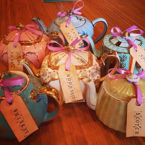 Spiked teas with fun name tags.