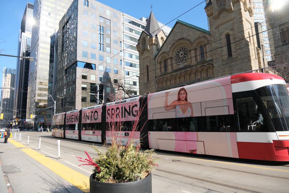 SHEIN’s streetcar travelling in downtown Toronto