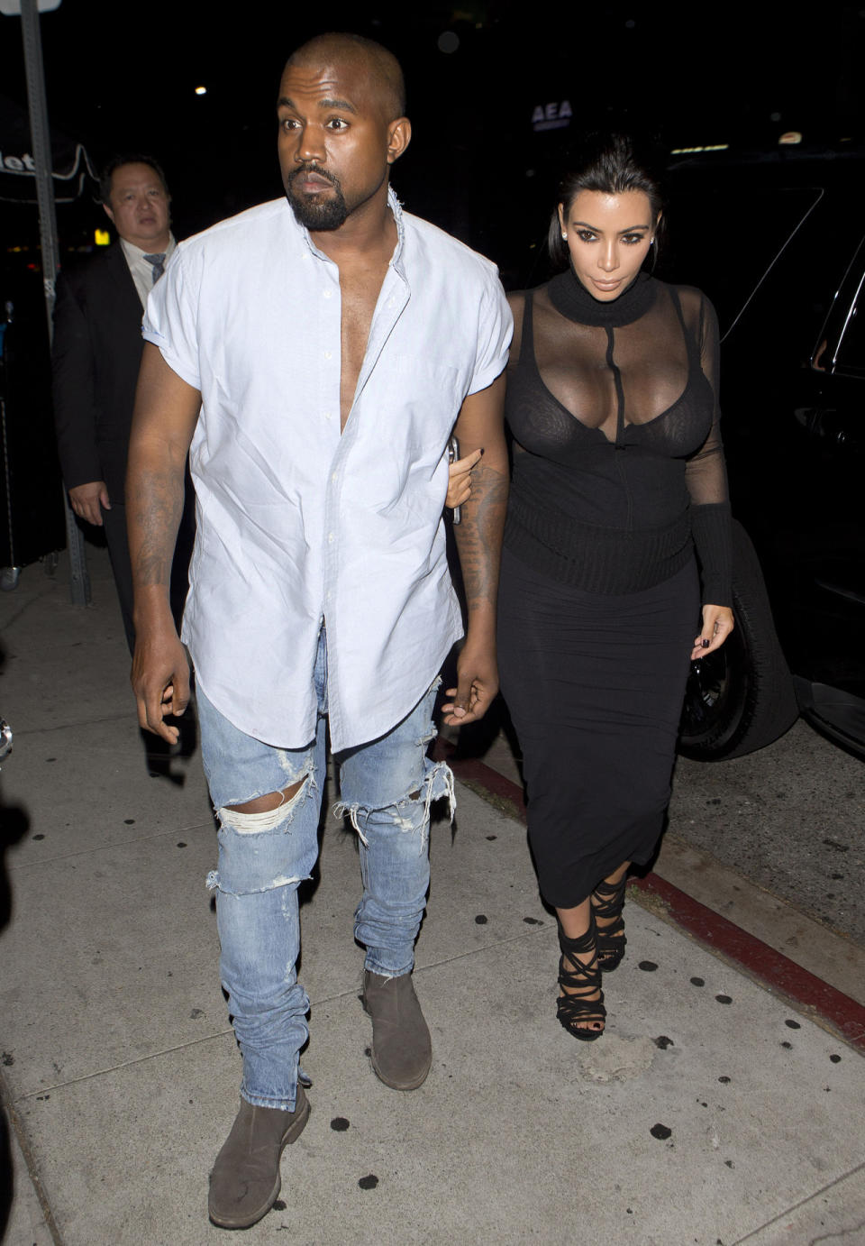 Kim Kardashian and Kanye West in Los Angeles, Calif. celebrating Kylie Jenner’s 18th birthday.