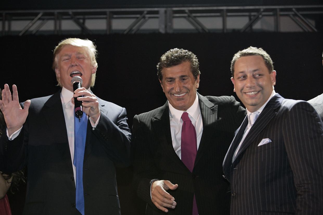 Donald Trump, Tevfik Arif and Felix Sater attend the Trump Soho Launch Party in 2007 in New York. (Photo: Mark Von Holden/WireImage)