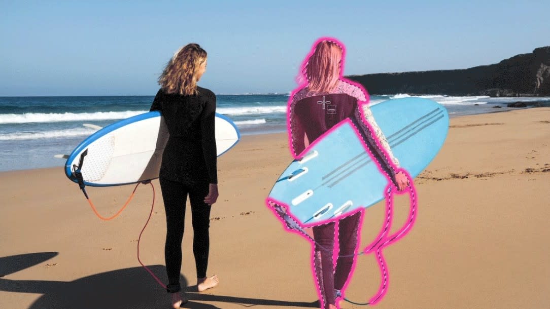  Image of two surfers within Photoshop interface 