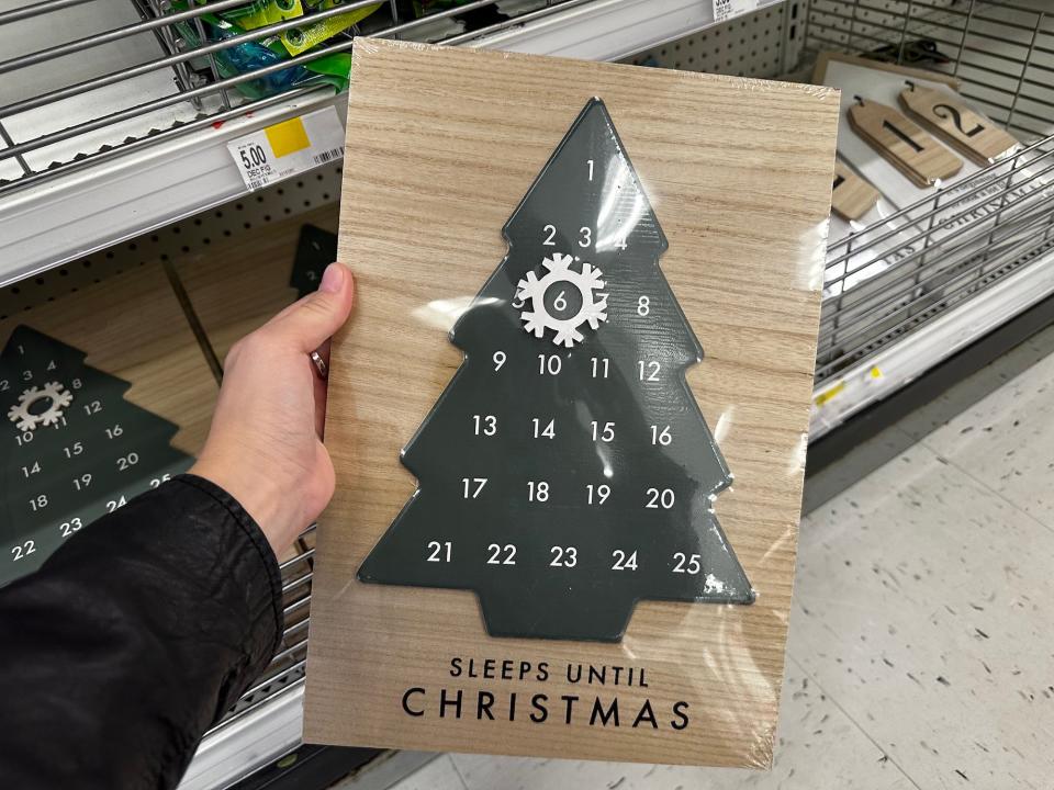 A Christmas calendar at Target in October 2023.