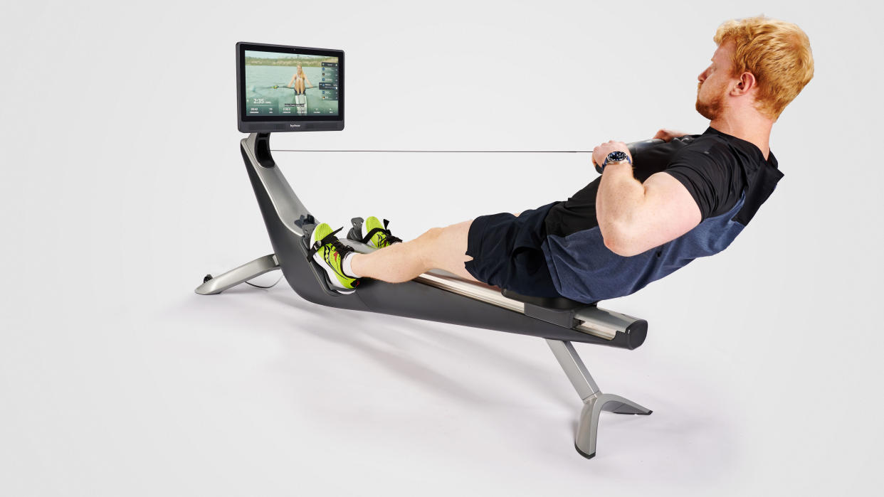  Live Science fitness writer, harry Bullmore, tests out the Hydrow rowing machine 