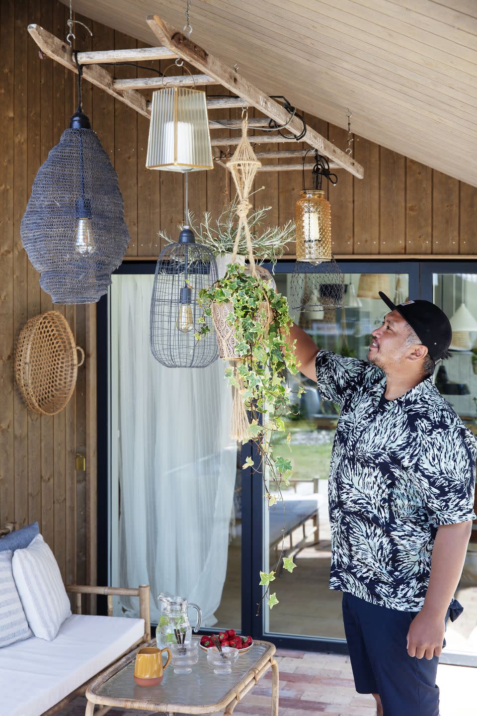 nordic beach cottage hanging ladder