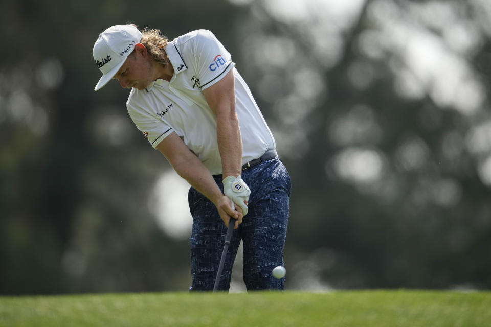 Cameron Smith, of Australia, hits his tee shot on the fourth hole during the first round of the Masters golf tournament at Augusta National Golf Club on Thursday, April 6, 2023, in Augusta, Ga. (AP Photo/Matt Slocum)