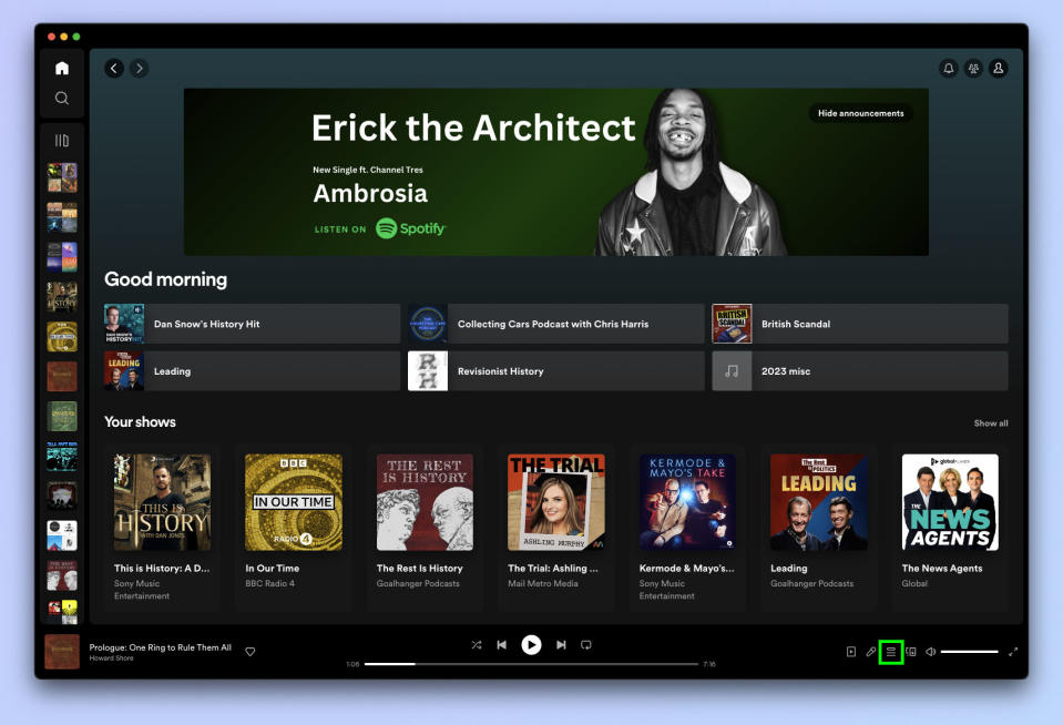 How to view listening history on Spotify desktop app