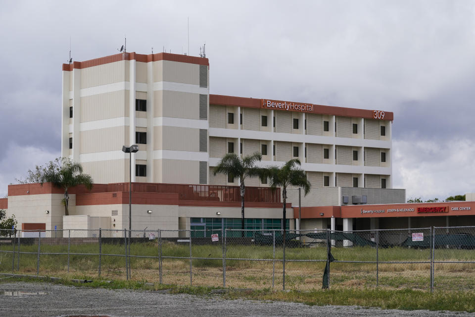 Beverly Hospital, as seen on Thursday, May 4, 2023, in Montebello, Calif. Alarmed by the closure of a rural hospital earlier this year, California lawmakers on Thursday voted to loan $150 million to struggling medical centers in the hopes of preventing a cascade of similar failures across the state. (AP Photo/Ashley Landis)