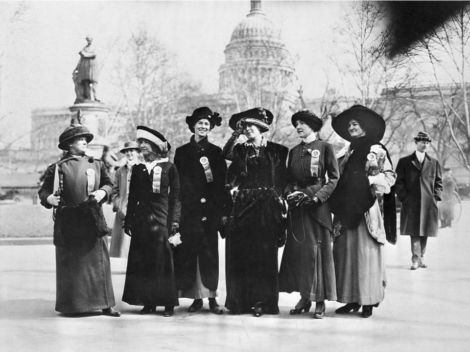 Suffragettes at the Capitol building in 1913.