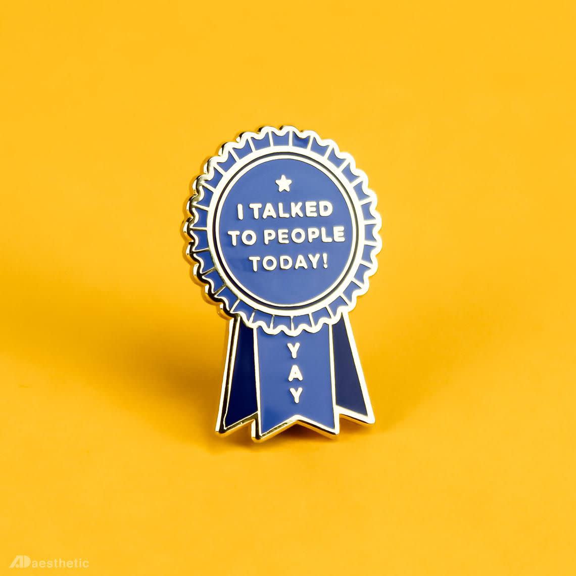 Blue Ribbon Introvert Enamel Pin