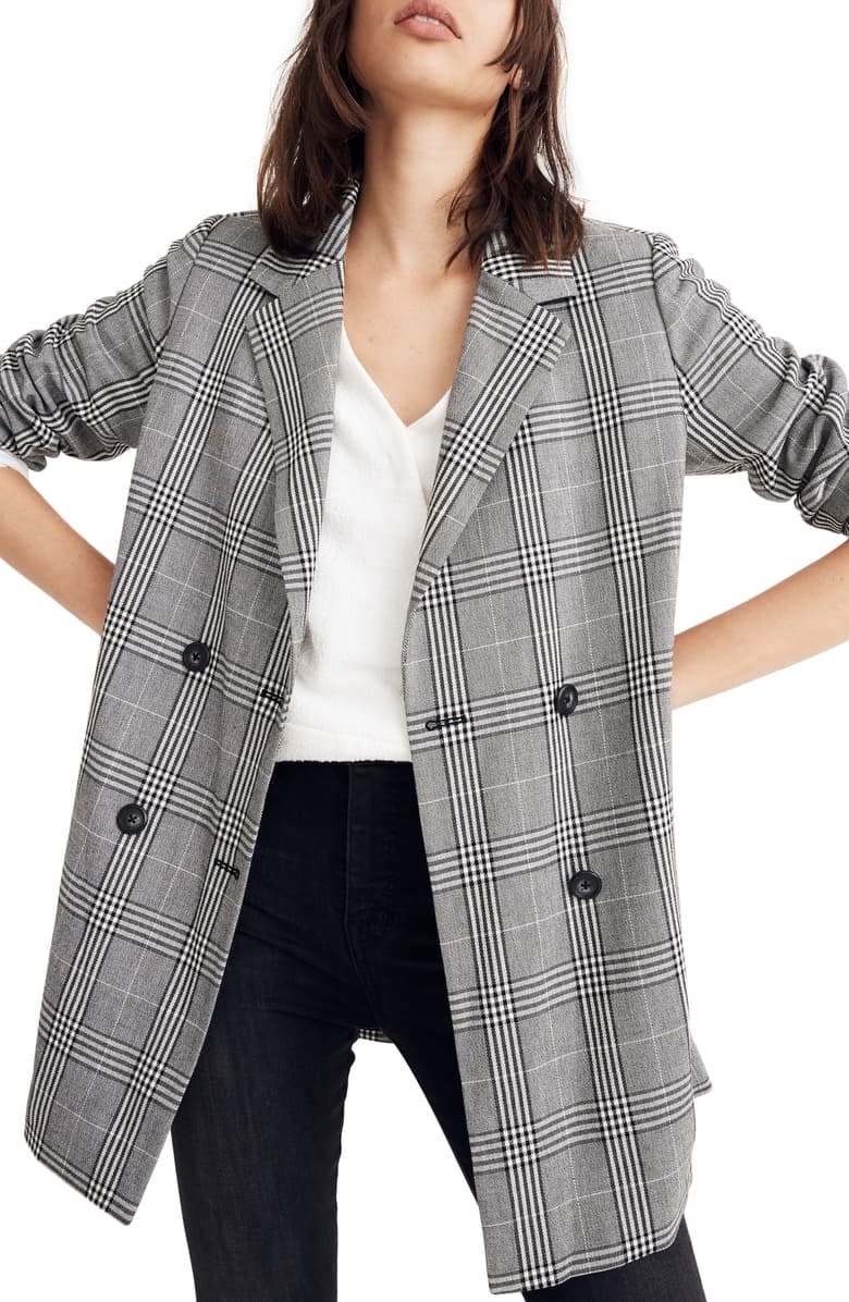 Madewell Caldwell Plaid Double-Breasted Blazer