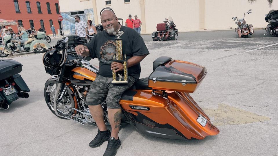 Jason Mizzell of Ocala won first in class, Bagger, at the 2024 Leesburg Bikefest