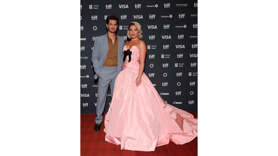 Andrew Garfield and Florence Pugh attend the premiere of "We Live in Time"  during the 2024 Toronto International Film Festival at Princess of Wales Theatre on September 06, 2024 in Toronto, Ontario.  (Photo by Emma McIntyre/Getty Images)