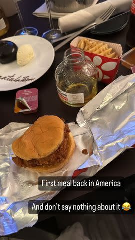 <p>Brittany Mahomes/Instagram</p> Brittany Mahomes visited Chick-fil-A following her return to the U.S.