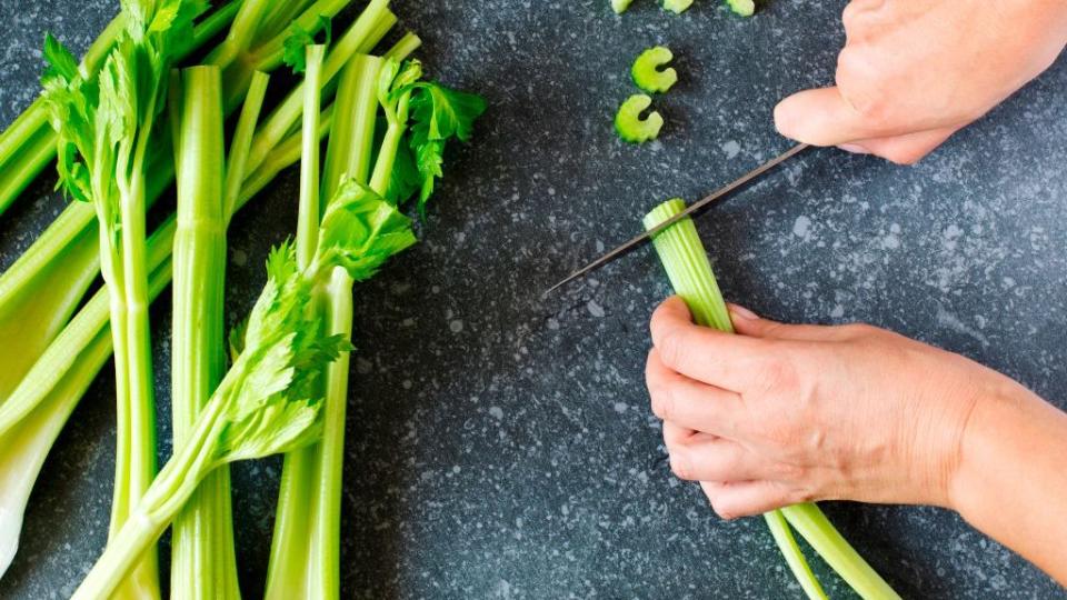 fresh celery top view