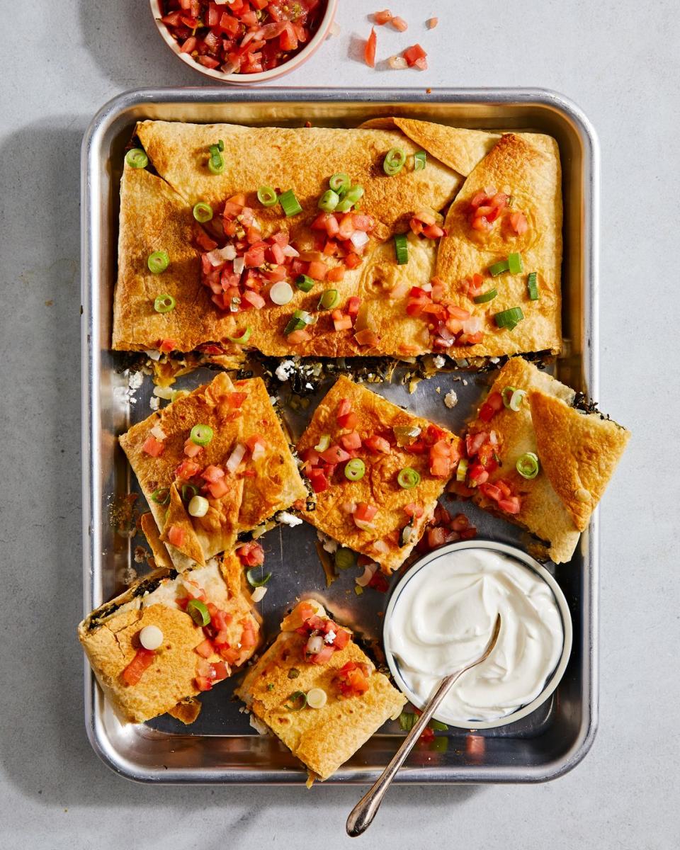 Sheet-Pan Spanakopita Quesadillas