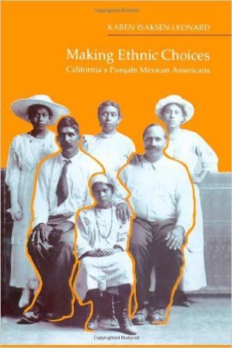 <i><a href="http://www.amazon.com/Making-Ethnic-Choices-Californias-Americans/dp/1566392020/ref=sr_1_1?s=books&amp;ie=UTF8&amp;qid=1443554879&amp;sr=1-1&amp;keywords=making+ethnic+choices">Making Ethnic Choices</a>&nbsp;</i>by Karen Leonard explores&nbsp;the hardships&nbsp;faced by early Sikh and Punjabi migrants to the United States at the turn of the 20th century. <a href="http://www.amazon.com/Making-Ethnic-Choices-Californias-Americans/dp/1566392020/ref=sr_1_1?s=books&amp;ie=UTF8&amp;qid=1443554879&amp;sr=1-1&amp;keywords=making+ethnic+choices">Amazon writes</a>: "Using written sources and numerous interviews, [Leonard]&nbsp;invokes gender, generation, class, religion, language, and the dramatic political changes of the 1940s in South Asia and the United States to show how individual and group perceptions of ethnic identity have changed among Punjabi Mexican Americans in rural California."