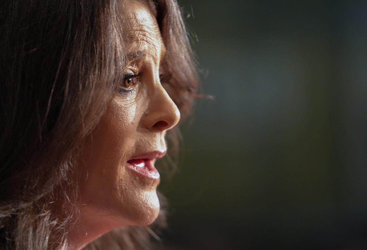 Marianne Williamson holds a fundraiser and meet and greet with supporters at Busboys and Poets on May 11, 2023. Williamson ran for the 2020 Democratic nomination and plans to run again for President in 2024.