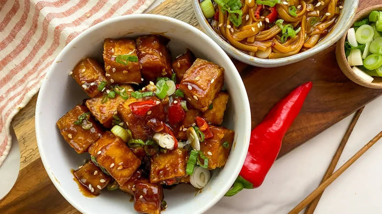 General Tso's tofu on board