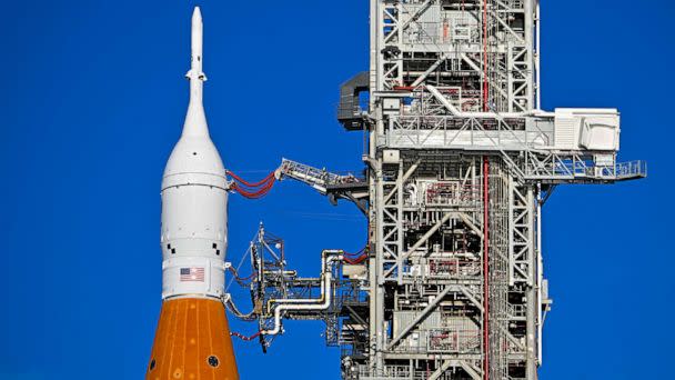PHOTO: The Artemis I lunar rocket sits on launch pad 39B at NASA's Kennedy Space Center, Sept. 06, 2022, in Cape Canaveral, Fla. (Chandan Khanna/AFP via Getty Images, FILE)