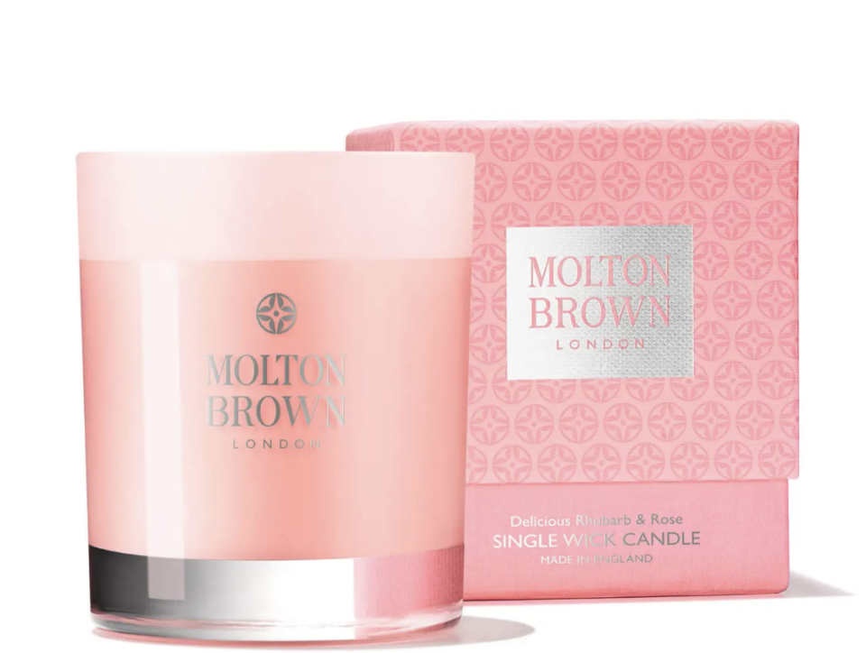 A photo of Molton Brown Rhubarb and Rose Single Wick Candle.