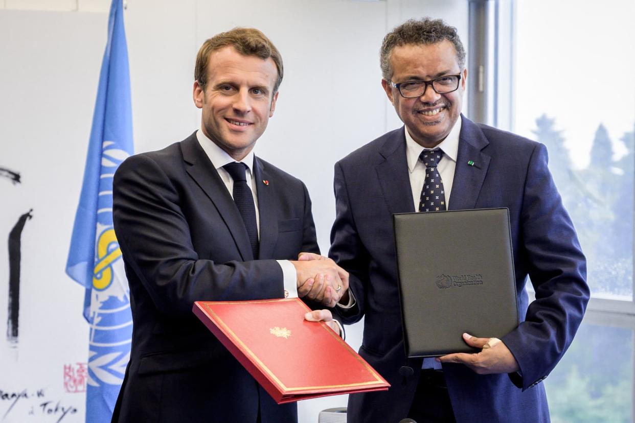 Emmanuel Macon et Tedros Adhanom Ghebreyesus  - FABRICE COFFRINI / POOL