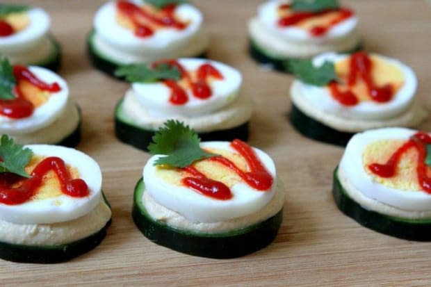 <p><a href="https://www.recipegirl.com/spicy-cucumber-stacks/" rel="nofollow noopener" target="_blank" data-ylk="slk:Recipe Girl;elm:context_link;itc:0;sec:content-canvas" class="link ">Recipe Girl</a></p>