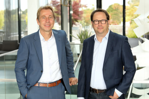 Matthias Lemenkühler, CPTO (left), and Haiko van Lengen, CEO of xSuite Group. Source: Cornelia Hansen/xSuite Group.