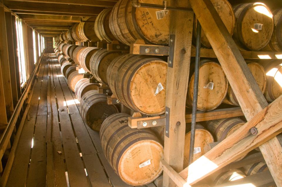 Inside one of the barrel houses at the Jack Daniel Distillery in Lynchburg, Tennessee.