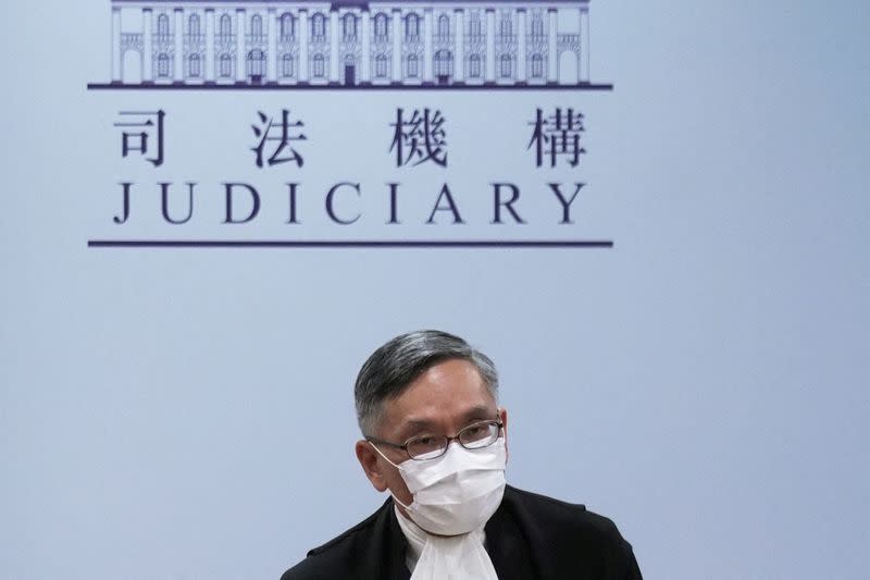 FILE PHOTO: Hong Kong Chief Justice Andrew Cheung meets with the media after the ceremonial opening marking the new legal year in Hong Kong