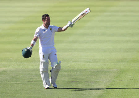 Cricket - South Africa vs Australia - Third Test - Newlands, Cape Town, South Africa - March 22, 2018 South Africa's Dean Elgar celebrates a century REUTERS/Mike Hutchings