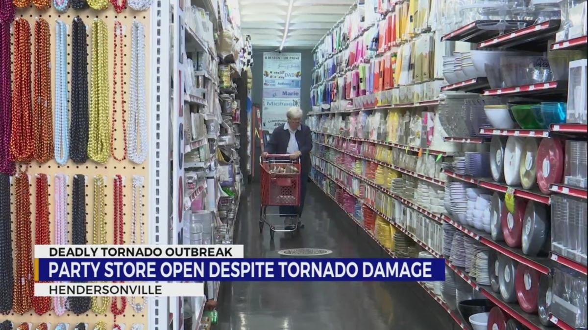 Hendersonville party store open despite tornado damage