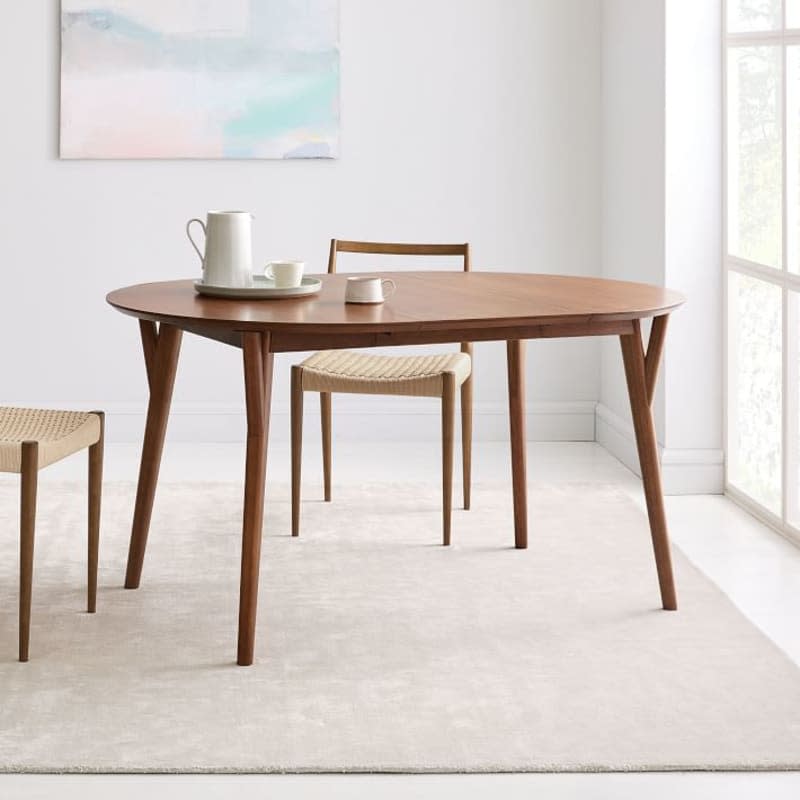 Mid-Century Rounded Expandable Dining Table