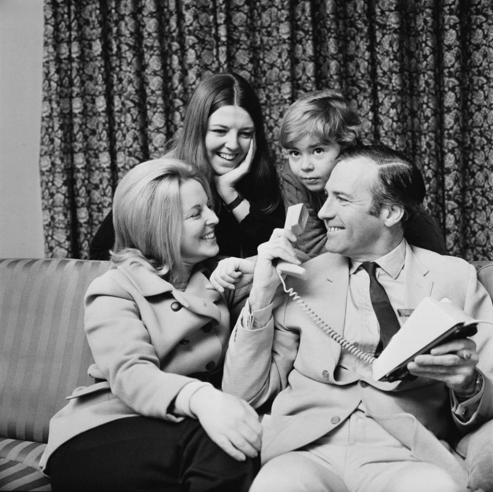 John Stonehouse with his first wife, Barbara, and children Julia and Matthew at their country home in 1969