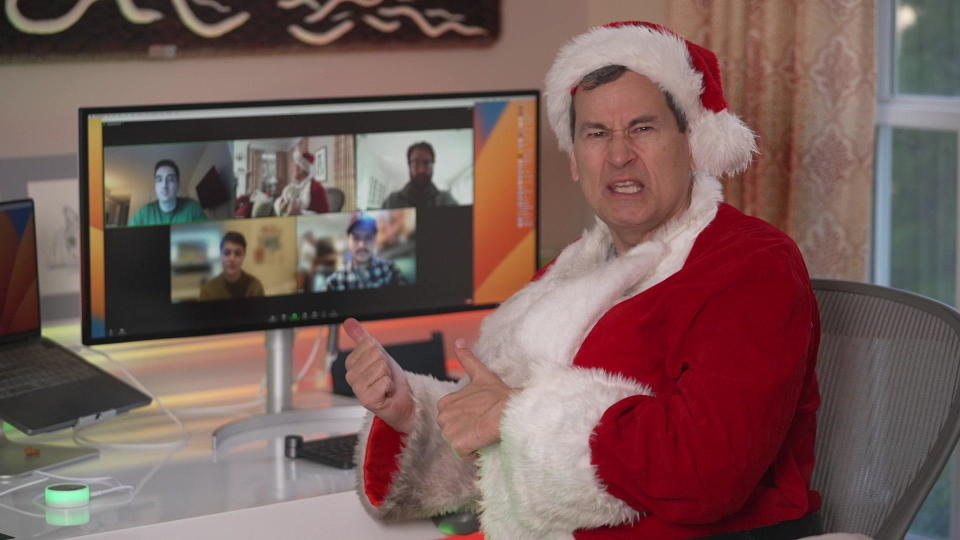 Techno Claus has entered the Zoom chat room!  / Credit: CBS News