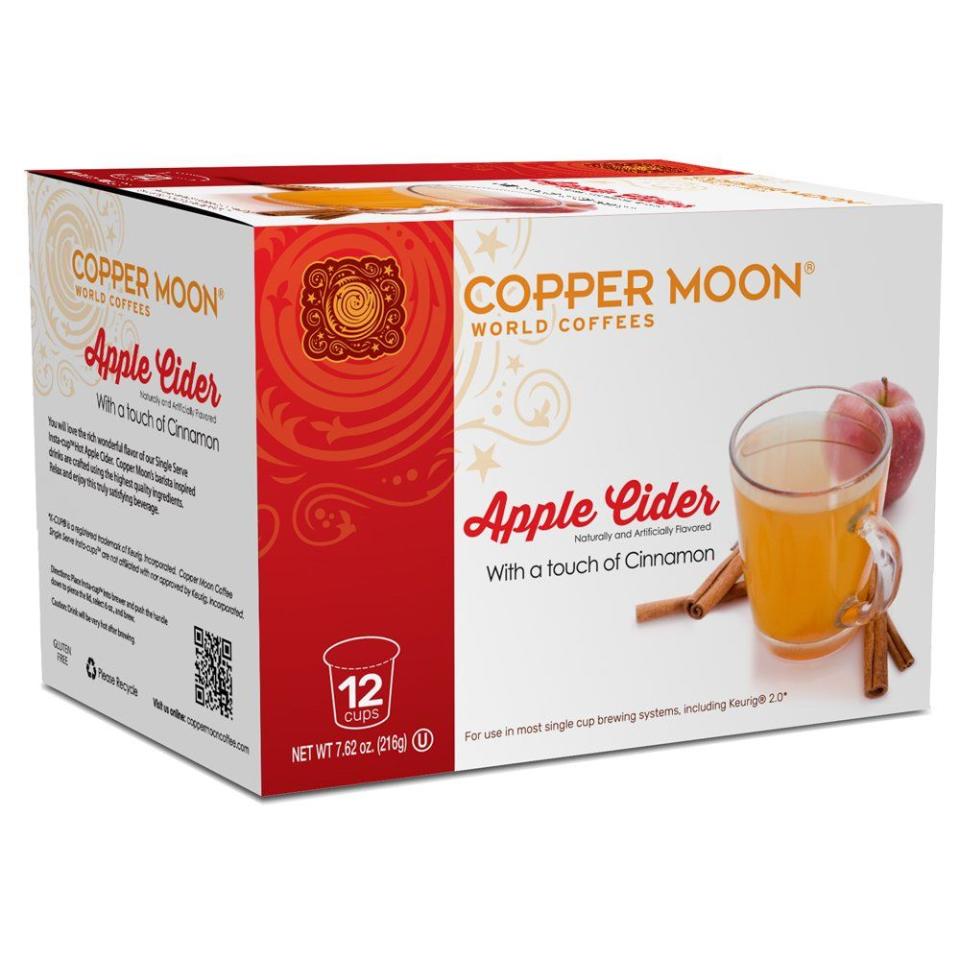 Copper Moon Cider Single Serve Pods for Keurig 2.0 K-Cup Brewers, Apple Cider, Cinnamon Spiced Hot Apple Cider A Great Holiday or Wintery Treat, 12 Count