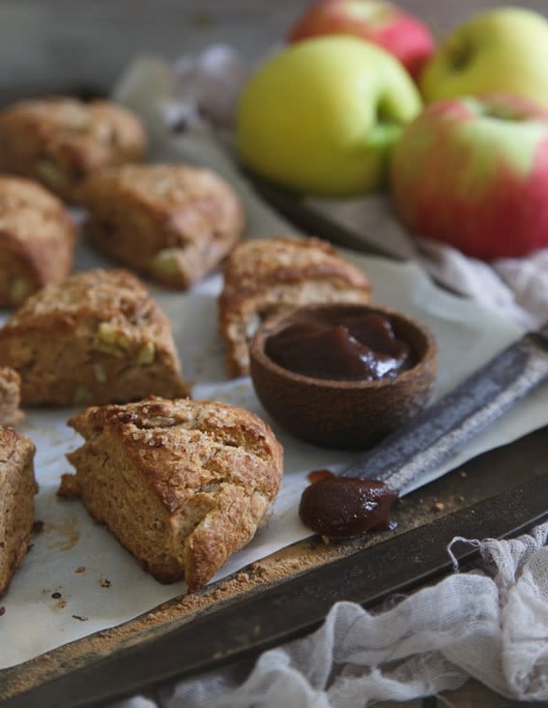 <p>Running to the Kitchen</p><p><strong>Apple Butter Bacon Scones</strong></p><p>Get the recipe <a href="https://www.runningtothekitchen.com/apple-butter-bacon-scones/" rel="nofollow noopener" target="_blank" data-ylk="slk:here;elm:context_link;itc:0;sec:content-canvas" class="link rapid-noclick-resp"><em><strong>here</strong></em></a></p>