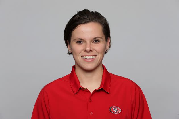 This is a 2019 photo of Katie Sowers of the San Francisco 49ers NFL football team. This image reflects the San Francisco 49ers active roster as of Thursday, Feb. 21, 2019 when this image was taken. (AP Photo)